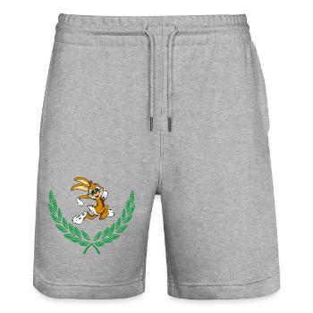 Un joli lapin en couronne de laurier vert - Short de jogging bio TRAINER Stanley/Stella unisexe - gris chiné - Devant - Nik (191cm) & Marisol (170cm)