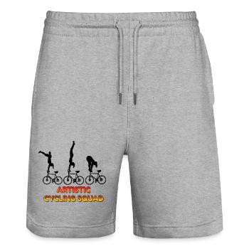 Équipe de cascades acrobatiques de l’équipe Acrobatique Équipe Art Fun - Short de jogging bio TRAINER Stanley/Stella unisexe - gris chiné - Devant - Nik (191cm) & Marisol (170cm)