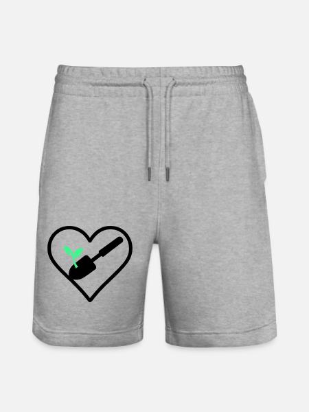 Gardening Heart – Green Passion - Stanley/Stella Trainer Unisex Organic Jogging Shorts - heather grey