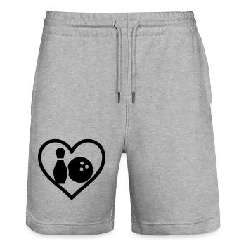 Heart Bowling Pinball Sportgeschenk - Stanley/Stella Unisex Bio Joggingshorts Trainer  - Grau meliert - Vorne - Nik (191cm) & Marisol (170cm)