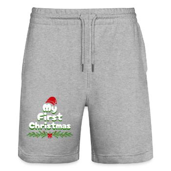Mein Erstes Weihnachten My first Christmas - Stanley/Stella Unisex Bio Joggingshorts Trainer  - Grau meliert - Vorne - Nik (191cm) & Marisol (170cm)
