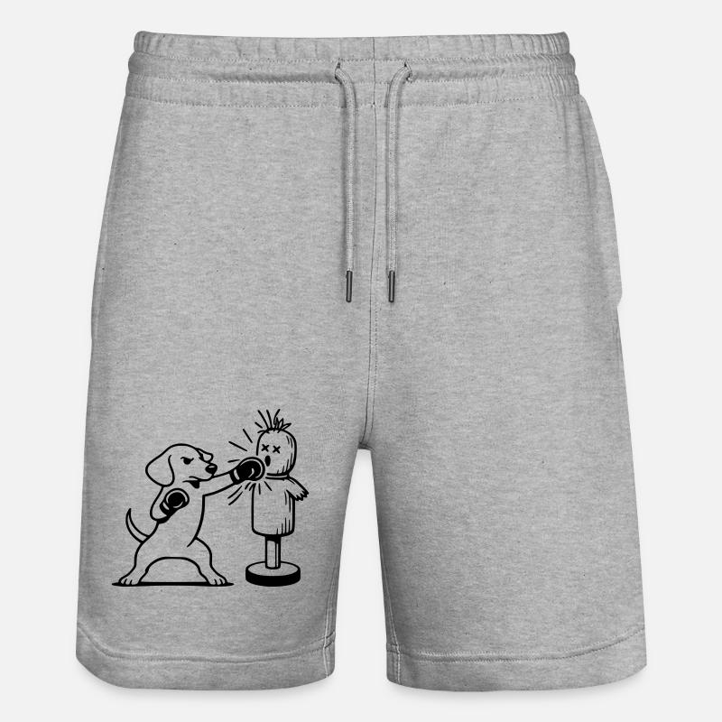 sparring dackel boxen line art  - Stanley/Stella Unisex Bio Joggingshorts Trainer  - Grau meliert