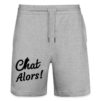 Dann Katze! - Stanley/Stella Unisex Bio Joggingshorts Trainer  - Grau meliert - Vorne - Nik (191cm) & Marisol (170cm)