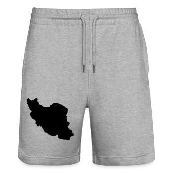 Iran Silhouette - Stanley/Stella Trainer Unisex Organic Jogging Shorts - heather grey - Front - Nik (191cm) & Marisol (170cm)