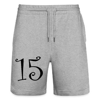 15. 15 ANS. 15e ANNIVERSAIRE. ANNIVERSAIRE 15 ANS. - Short de jogging bio TRAINER Stanley/Stella unisexe - gris chiné - Devant - Nik (191cm) & Marisol (170cm)
