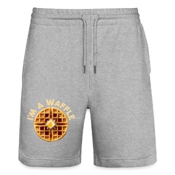 I'm a Waffle Costume Breakfast Halloween Waff - Stanley/Stella Trainer Unisex Organic Jogging Shorts - heather grey - Front - Nik (191cm) & Marisol (170cm)