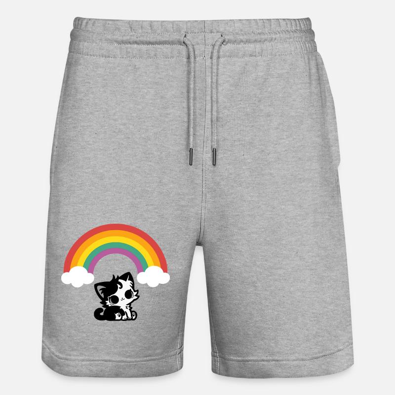 Goth Katze unterm Regenbogen Motiv - Stanley/Stella Unisex Bio Joggingshorts Trainer  - Grau meliert