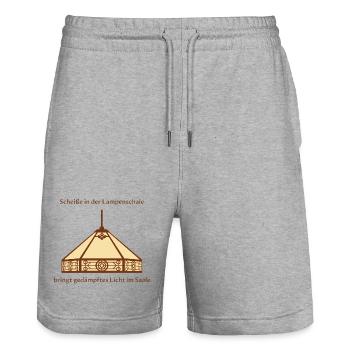 Lampenschirm-Witz, Gedämpftes Licht durch Scheiße - Stanley/Stella Unisex Bio Joggingshorts Trainer  - Grau meliert - Vorne - Nik (191cm) & Marisol (170cm)