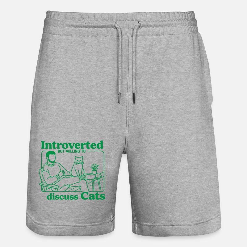 Introverti mais prêt à discuter chats - Short de jogging bio TRAINER Stanley/Stella unisexe - gris chiné
