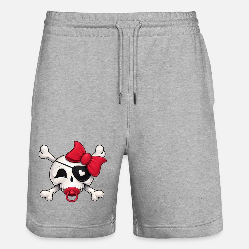 Crâne de Bébé Pirate mignon - Short de jogging bio TRAINER Stanley/Stella unisexe - gris chiné