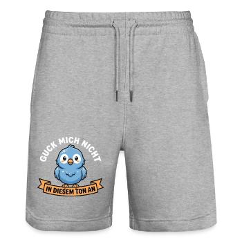 Ne me regarde pas sur ce ton ! Conception des oiseaux - Short de jogging bio TRAINER Stanley/Stella unisexe - gris chiné - Devant - Nik (191cm) & Marisol (170cm)