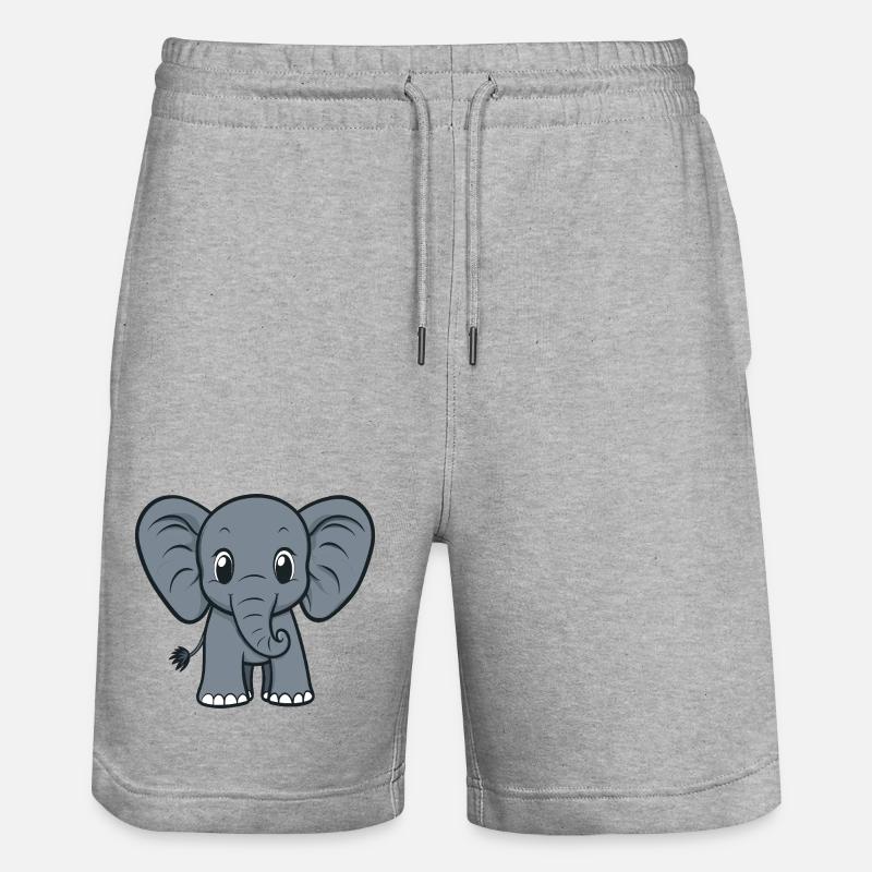 Dessin animé d’éléphant mignon - Short de jogging bio TRAINER Stanley/Stella unisexe - gris chiné