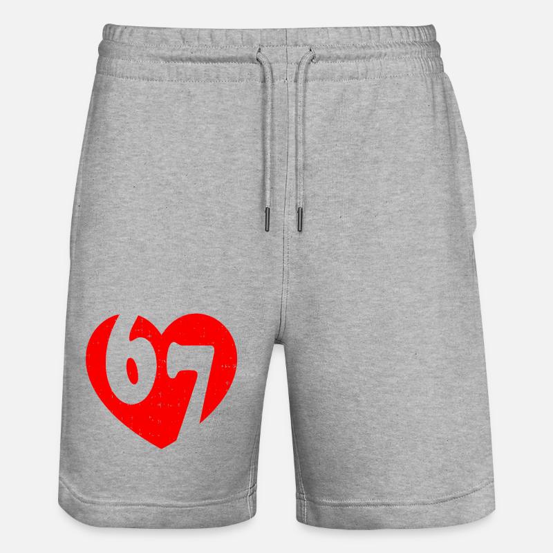 Six Seven 67 Meme Cool Valentine’s - Short de jogging bio TRAINER Stanley/Stella unisexe - gris chiné