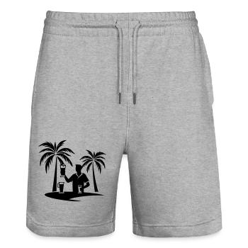 Urlaub Palmen Strand Silhouette - Stanley/Stella Unisex Bio Joggingshorts Trainer  - Grau meliert - Vorne - Nik (191cm) & Marisol (170cm)