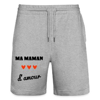 MOM. MOTHER'S DAY. HEART. FEAST. HAPPY BIRTHDAY - Stanley/Stella Trainer Unisex Organic Jogging Shorts - heather grey - Front - Nik (191cm) & Marisol (170cm)