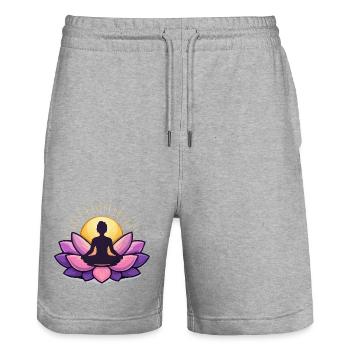 Sonnenaufgang Lotus Meditation - Stanley/Stella Unisex Bio Joggingshorts Trainer  - Grau meliert - Vorne - Nik (191cm) & Marisol (170cm)