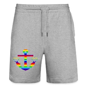 Anker-Bunt - Stanley/Stella Trainer Unisex Organic Jogging Shorts - heather grey - Front - Nik (191cm) & Marisol (170cm)