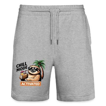 Tropical Sloth Activated Vibes - Stanley/Stella Trainer Unisex Organic Jogging Shorts - heather grey - Front - Nik (191cm) & Marisol (170cm)