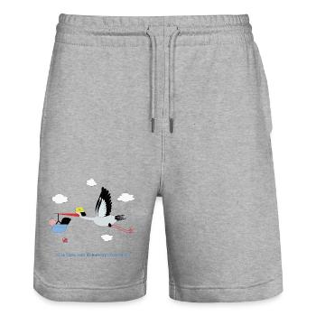 Alle Gute zum Feuerwehrnachwuchs - Buben - Stanley/Stella Unisex Bio Joggingshorts Trainer  - Grau meliert - Vorne - Nik (191cm) & Marisol (170cm)