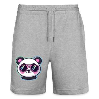 Panda pop retro pink glasses - Stanley/Stella Trainer Unisex Organic Jogging Shorts - heather grey - Front - Nik (191cm) & Marisol (170cm)