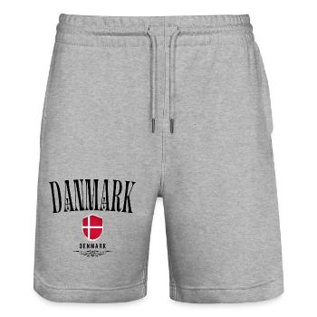 Orgueil danois, drapeau du Danemark - Short de jogging bio TRAINER Stanley/Stella unisexe - gris chiné - Devant - Nik (191cm) & Marisol (170cm)