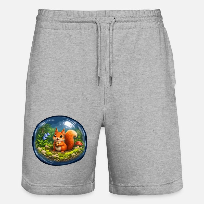 Märchenhörnchen in Glaskugel - Stanley/Stella Unisex Bio Joggingshorts Trainer  - Grau meliert
