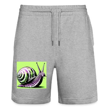 Schnecke - Stanley/Stella Unisex Bio Joggingshorts Trainer  - Grau meliert - Vorne - Nik (191cm) & Marisol (170cm)