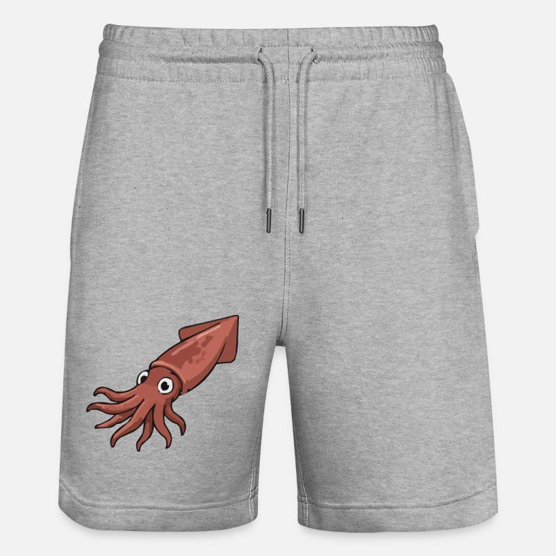 Calmar de dessin animé joyeux - Short de jogging bio TRAINER Stanley/Stella unisexe - gris chiné
