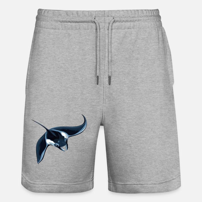 Rochen Mantarochen - Stanley/Stella Unisex Bio Joggingshorts Trainer - Grau meliert