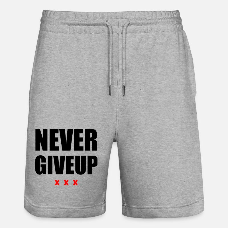 Ne jamais abandonner le noir/rouge - Short de jogging bio TRAINER Stanley/Stella unisexe - gris chiné