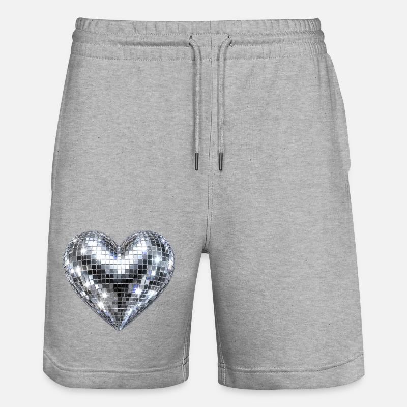 Heart Disco Glitter - Stanley/Stella Trainer Unisex Organic Jogging Shorts - heather grey