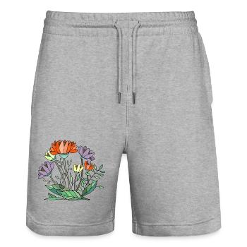 Fleur - Short de jogging bio TRAINER Stanley/Stella unisexe - gris chiné - Devant - Nik (191cm) & Marisol (170cm)