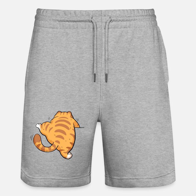 Back view tabby kitten - Stanley/Stella Trainer Unisex Organic Jogging Shorts - heather grey