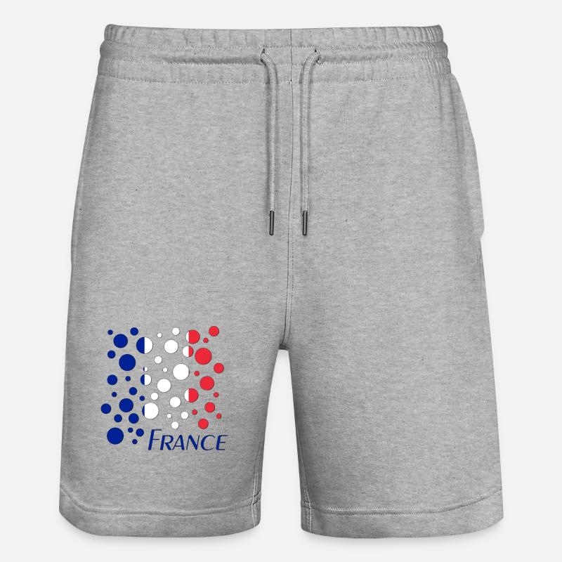 French Circle Dots Pattern - Stanley/Stella Trainer Unisex Organic Jogging Shorts - heather grey