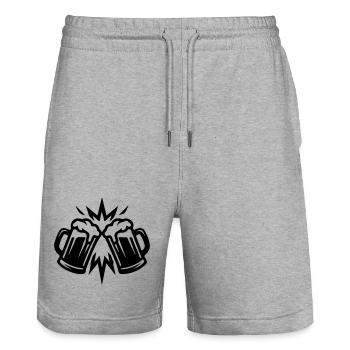 Bier Anstoßen Weizenbier - Stanley/Stella Unisex Bio Joggingshorts Trainer  - Grau meliert - Vorne - Nik (191cm) & Marisol (170cm)