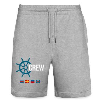 Crew – Maritimes Signalflaggen Design - Stanley/Stella Unisex Bio Joggingshorts Trainer  - Grau meliert - Vorne - Nik (191cm) & Marisol (170cm)