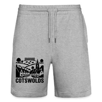 Cotswolds Hills United Kingdom Vintage Silhouette - Stanley/Stella Unisex Bio Joggingshorts Trainer  - Grau meliert - Vorne - Nik (191cm) & Marisol (170cm)