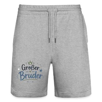 Großer Bruder Stolz Krone Liebe - Stanley/Stella Unisex Bio Joggingshorts Trainer  - Grau meliert - Vorne - Nik (191cm) & Marisol (170cm)