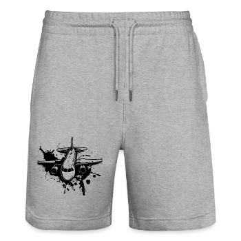 Aircraft - Stanley/Stella Trainer Unisex Organic Jogging Shorts - heather grey - Front - Nik (191cm) & Marisol (170cm)