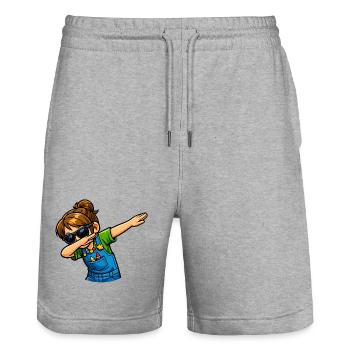 Dabbing Kindergärtnerin - Stanley/Stella Unisex Bio Joggingshorts Trainer  - Grau meliert - Vorne - Nik (191cm) & Marisol (170cm)