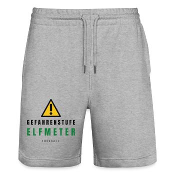 Gefahrenstufe Elf Meter Fußball - Stanley/Stella Unisex Bio Joggingshorts Trainer  - Grau meliert - Vorne - Nik (191cm) & Marisol (170cm)