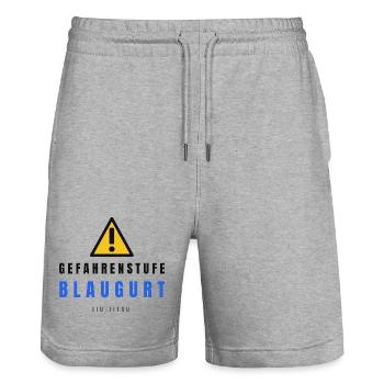 Gefahrstufe BlauGurt JiuJitsu - Stanley/Stella Unisex Bio Joggingshorts Trainer  - Grau meliert - Vorne - Nik (191cm) & Marisol (170cm)