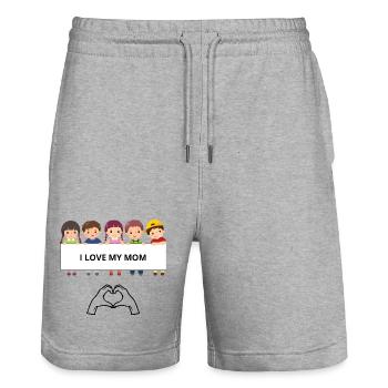 I Love My Mom – Kinderporträts - Stanley/Stella Unisex Bio Joggingshorts Trainer  - Grau meliert - Vorne - Nik (191cm) & Marisol (170cm)