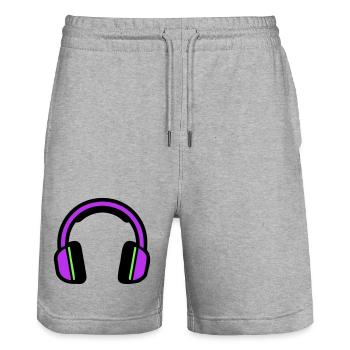 Music Headphones Silhouette - Stanley/Stella Trainer Unisex Organic Jogging Shorts - heather grey - Front - Nik (191cm) & Marisol (170cm)