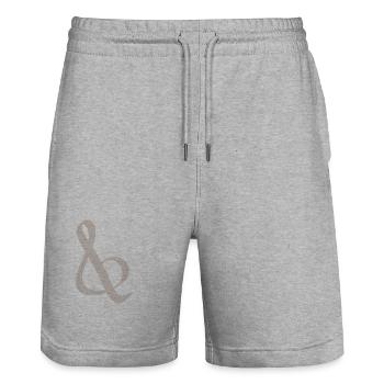 Ampersand marron en motif à points - Short de jogging bio TRAINER Stanley/Stella unisexe - gris chiné - Devant - Nik (191cm) & Marisol (170cm)