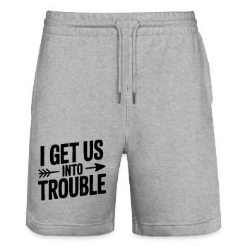 Ich bringe uns in Schwierigkeiten - Stanley/Stella Unisex Bio Joggingshorts Trainer  - Grau meliert - Vorne - Nik (191cm) & Marisol (170cm)