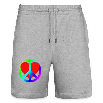 Herz Frieden Regenbogen Symbol - Stanley/Stella Unisex Bio Joggingshorts Trainer  - Grau meliert - Vorne - Nik (191cm) & Marisol (170cm)