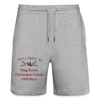 Am wahrscheinlichsten, um schief zu singen, Weihnachten zu singen - Stanley/Stella Unisex Bio Joggingshorts Trainer  - Grau meliert - Vorne - Nik (191cm) & Marisol (170cm)