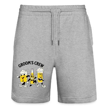 Groom Crew Beer - Stanley/Stella Trainer Unisex Organic Jogging Shorts - heather grey - Front - Nik (191cm) & Marisol (170cm)