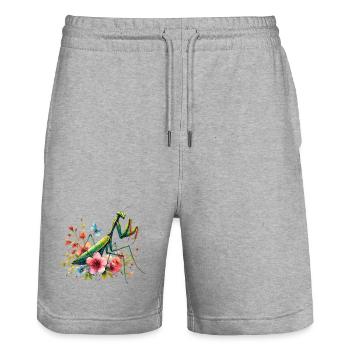 Mante religieuse - Short de jogging bio TRAINER Stanley/Stella unisexe - gris chiné - Devant - Nik (191cm) & Marisol (170cm)